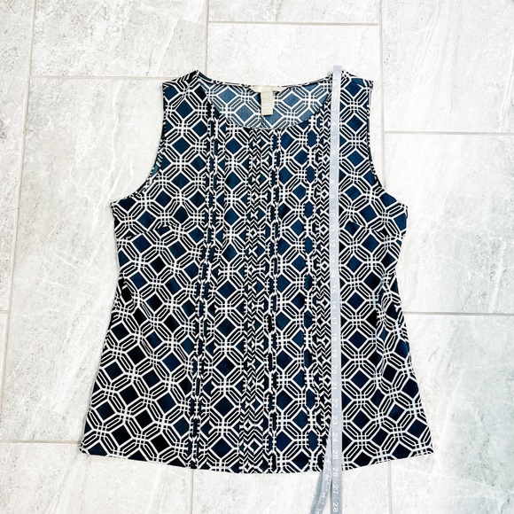 Banana Republic Navy and White Geometric Tank Top Size Large - Picture 6 of 7